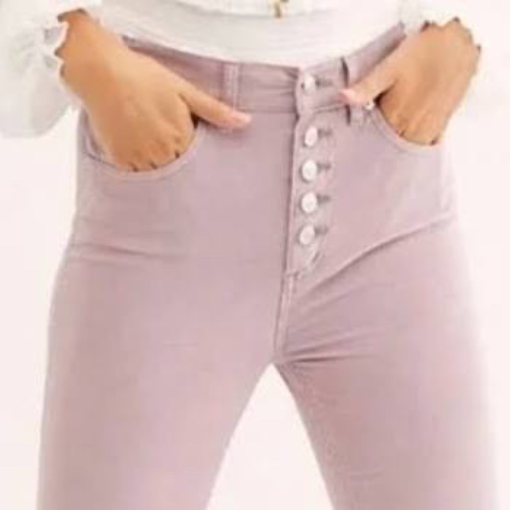 FP WTF NWT Sun Chaser Frosted Lilac Skinny Ankle Cigarette Pants Corduroy Jeans